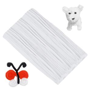 TEMU 300/500개 공예용 셔닐 스템, 화이트 폴리에스터 섬유 파이프 클리너, 6mm x 12인치, DIY 아트 프로젝트 및 크리스마스 장식용