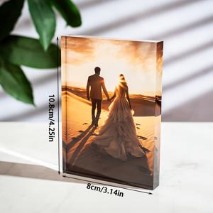 TEMU 1개의 맞춤형 아크릴 사진 블록, 클래식 스타일, 가족, 결혼식, 생일, 신생아, 커플 사진을 위한 다재다능한 장식, 전기 불필요, 크리스마스, 할로윈, 추수감사절, 데이, 어머니의 날