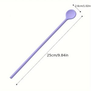 TEMU 식품 등급 실리콘 이중 머리 스크레이퍼 교반 스푼 칵테일 스틱 밀크 파우더 허니 내열성 긴 손잡이 교반 스틱