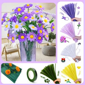 TEMU 173/271pcs DIY 다이즈 꽃 공예 키트, 혼합 색상, 인조 모피, 튜토리얼 비디오, 파이프 클리너, 셰닐 스티머, 성인용, 결혼식 꽃束, 파티 장식, 데이 선물