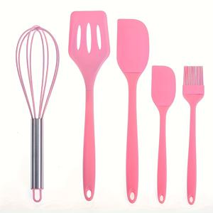 TEMU 5pcs 컬러풀한 실리콘 주방 도구 세트 베이킹 용품 대형 스크래퍼/작은 스크래퍼/믹서/오일 브러시/긴 스팟ゥ라 마카론 컬러 베이킹 도구 케이크 크림 스팟ゥ라 치즈 스팟ゥ라 주방 도구