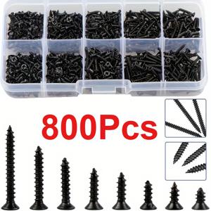 TEMU 400/800 자체 태핑 목재 나사 세트, M2 십자 디스크 헤드 강판 나사, 자체 태핑 나사 혼합 키트, M2 크기 나사 8개 포함