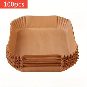 TEMU 50/100pcs 23cm 두꺼운 에어 프라이어 사각형 베이킹 종이 라이너 - 오일 방지 비스킷 종이, 쉽게 청소 가능, 부활절, 아버지의 날, 어머니의 날, 할로윈, 크리스마스, 주방 필수품, 축제용 베이킹 필수품 | 장식용 베이킹 시트 | 오일 방지 종이|에어프라이어