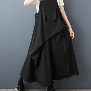 TEMU 여성용 우아한 루즈핏 A라인 미디 드레스 - 로우넥 & 버튼 프론트, 100% 폴리에스터, 블랙 & 화이트 대비, 봄 여름 가을 캐주얼부터 포멀웨어까지|여름원피스|여성원피스|인견원피스