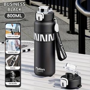 TEMU 1pc 스테인레스 스틸 보온 보냉 물병 600ML/800ML, 뿌리, 재사용 가능한 타원형 컵, 손세탁만, 깨지지 않는, 다목적, 야외 스포츠, 여행, 캠핑, 성인 생일 선물에 이상적|트래블보틀