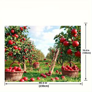 TEMU 1pc 수확 사과 가마니 배경, 폴리에스터 직물, 전기 필요 없음, 테일게이트 및 일반 모임에 이상적, 가정 장식 및 스튜디오 속장