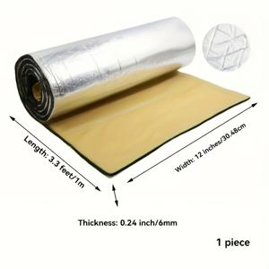 TEMU 1롤 고강도 단열 및 소음 차단 폼 사운드프루핑 매트 - 305mm 폭 x 6mm 두께 x 1m 길이, 골든/블랙/베이지/그레이/화이트, 자동차 엔진 커버, 도어, 루프, 바닥, 벽에 적합 - 접착식 뒷면으로 쉬운 적용, 내구성 있는 자동차 소음 차단 소재, 단열, 소음 감소 및 진동 감쇠로 편안함과 엔진 성능 향상, 음향 차단