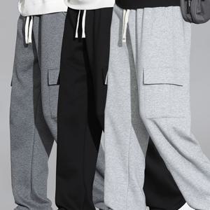 TEMU 조절 가능한 끈과 다수의 포켓이 있는 남성용 탄력 허리 조거 팬츠 3팩 - 트레이닝, 러닝, 하이킹, 야외 활동을 위한 통기성 땀 흡수 루즈핏 체육복, 사계절 캐주얼 운동복, 조깅 바지, 헬스웨어, 내구성 있는 스포츠 의류|스포츠|냉장고바지|남자바지