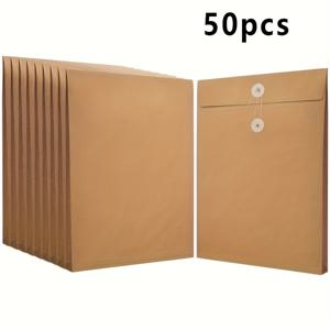 TEMU 50개 브라운 크래프트 종이 봉투 - 9.3 x 13.2 인치, 문서, 비즈니스 및 졸업을 위한 대용량, 스냅 클로저, 자체 봉인, 거울 마감, 가정, 사무실 또는 학교 사용에 적합, 홈 배송 | 거울 마감 | 크래프트 종이 봉투, 크래프트 종이 봉투