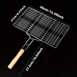 TEMU 대용량 휴대용 바베큐 그릴 바구니 - 바베큐용 어패류, 닭고기, 스테이크, 새우 및 야채에 적합한 내구성 있는 금속 - 야외 피크닉, 캠핑 및 뒷마당 바베큐에 이상적 - 바베큐 팬들의 이상적인 선택, 바베큐 액세서리|캠핑용품