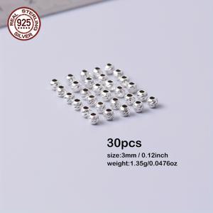 TEMU 2.5mm & 3.0mm 소형 사이즈 925 스털링 실버 비즈 | DIY 팔찌, 반지, 목걸이 제작용 라운드 스페이서 비즈 | 알레르기 방지 925 스털링 실버 매력 비즈 | 공예 용품 핫 비드 어소트먼트|은목걸이|비즈목걸이|반지사이즈