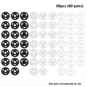 TEMU 30/60pcs 4mm 스냅 버튼 - BJD 인형 옷을 위한 미니어처 플라스틱 패스트너, 혼합 흰색/검은색/투명, 강력하고 내구성이 뛰어난 작은 스냅 버튼, DIY 공예 및 수선 프로젝트에 적합