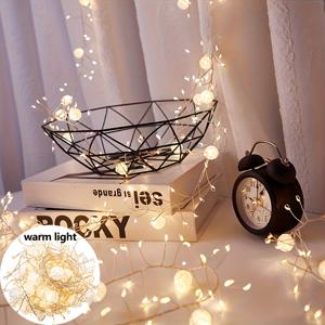 TEMU 200cm 초장형 LED 페어리 라이트 - 우아한 곡선 가랜드 스트링, 웜 화이트 & 쿨 화이트 LED 전구, 무선 매달기 조명, 결혼식, 파티, 집, 사무실, 사진 촬영 장식용 - 전자 부품 불필요, 쉬운 설치 (저전압 안전) - 졸업, 생일, 이벤트에 이상적인 선물 - 디머 호환 가능