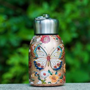 TEMU 1개 300ml/10oz 304 스테인리스 스틸 보온 커피 텀블러 - 내구성 강한 미끄럼 방지 핸들, 누수 방지 뚜껑 & 화려한 플로럴 디자인 (스카이 블루/화이트/블랙) 야외, 캠핑, 헬스장, 사무실용 휴대용 리유저블 음료컵, 여행용 커피 머그, 모던 드링크웨어, 고품질 보온컵, 피트니스 애호가를 위한 고급 텀블러