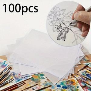 TEMU 100장 A4 투명 레트로시스 페이퍼 - 두꺼운 아티스트용 드로잉 시트, 스케치, 캘리그라피, 공예, 건축 도면용 - 학생 및 전문가에게 적합한 마커, 연필, 브러쉬 호환 가능, 세미사이즈 크기, 내구성 있는 벨룸