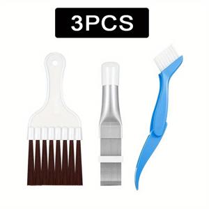 TEMU 3/4개 에어컨 콘덴서 핀 청소 브러시 코일 콘덴서 브러시 AC 핀 빗 스테인리스 스틸 에어 냉장고 핀 브러시