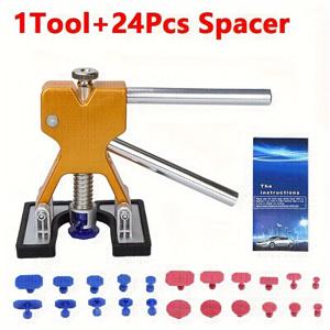 TEMU 차량 움푹 들어간 곳 수리 도구 키트 - 페인트리스 움푹 들어간 곳 제거 도구 세트, 다양한 크기의 스페이서, 골든 풀러 푸시 움푹 들어간 곳 수리기, 차량 몸체 움푹 들어간 곳 수리, 우박 구덩이 제거, 무료 수동 작동, 배터리 필요 없음