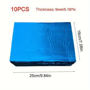 TEMU 10개 블루 알루미늄 호일 단열 시트 - 자체 접착, 차량 엔진 후드 개조용 방음 및 열 차단, 튼튼한 고무 플라스틱