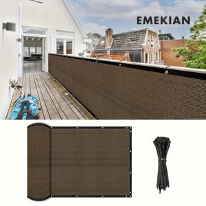 TEMU EMEKIAN 발코니 프라이버시 스크린 펜스, 150GSM 메쉬 윈드브레이크 차양 천, 리벳 홀 UV 보호, 아파트, 파티오, 뒷마당, 수영장, 포치용, 1개, 커피 색상
