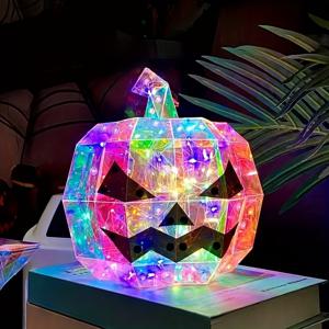 TEMU 할로윈 LED 라이트, 악마 호박 나무, 빛나는 호박, 요정 조명, 컬러풀 동화 조명, 테이블용 야광 디스플레이, USB 및 배터리 구동 모드, 축제 할로윈 하우스, 파티, 크리스마스, 가을, 죽은 날 할로윈 장식, 크리스마스 장식