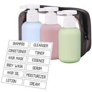 TEMU 3개 여행용 샴푸 컨디셔너 바디워시 디스펜서 세트 100ml 여행용 병, 화장품용 리프루프 로션 보관 병과 라벨 및 가방 포함