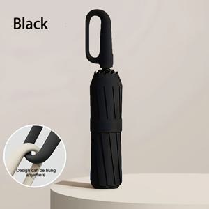 TEMU 자동 접이식 우산, D링 클라스프, 10살 디자인으로 내구성 강화, 플라스틱 손잡이, 방풍 기능 & 스타일 – 비즈니스 여행 및 야외 활동에 이상적, 완벽한 선물|패션