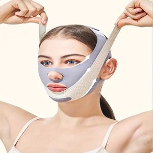 TEMU V라인 페이셜 마스크 - 순간 얼굴 리프팅 & 이중턱 감소, 조절 가능한 턱 라인 리프트 스트랩, 목 및 턱 라인 컨투어링용 오버나이트 안티 더블 치인 밴드, 홈&짐용 소프트 통기성 치인 리프트 마스크, 메이크업 후 사용 가능, 피트니스 뷰티 액세서리, 가벼운 디자인, 고품질 스트랩, 홈 루틴