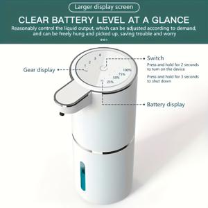 TEMU 무접촉 거품 비누 디스펜서, 스마트 인덕션, USB 충전식 500mAh 리튬 배터리, 플라스틱, 욕실 및 세탁실용, 크리스마스 또는 새해 선물로 이상적, 세제 용기 포함 수동 거품 발생기, 샤워용 비누 디스펜서,욕실 비누 병,벽걸이 비누 디스펜서 욕실용,벽걸이형 샤워 비누 디스펜서,세면대 비누 디스펜서,욕실용 디스펜서