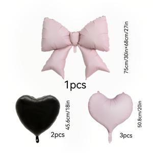 TEMU [파티 행잉볼루니] 6개입 대형 매달기 풍선 | Bow Tie Heart 알루미늄호일 풍선 - 웨딩, 신부 파티, 가게 오픈, 생일, 싱글 파티, 테마 풍선, 재사용 가능한 풍선 갈랜드, 포일 파티 풍선, 풍선 세트, 맞춤제작 풍선, 결혼식 , 생일 축하, 웨딩 기획자, 홈 디코