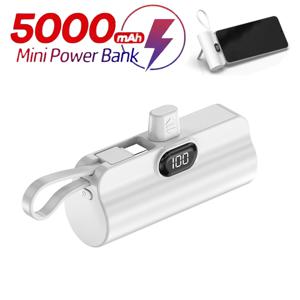 TEMU 휴대폰 홀더가 있는 미니 파워뱅크 5000mAh, LED 디지털 디스플레이 휴대용 외장 배터리(C포트 + L포트)
