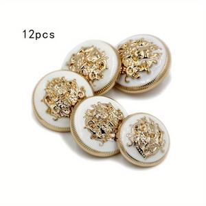 TEMU 12pcs 영국 사자 금속 단추, 바느질용 금색 코트 단추, 자켓, 바지, 코트, 가정 바느질 용품용 장식용 더블 사자 디자인 셔츠 단추