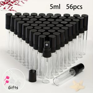 TEMU 32개/56개/팩 투명 유리 향수병 2ml 3ml 5ml 10ml 스프레이 병 편리한 뷰티 메이크업 보충용 유리 스프레이 병 초미세 미스트 스프레이 병 리필 가능한 유리 향수병 블랙 노즐 플라스틱 스프레이어 미니 패션 여행 필수품|트래블보틀|향수