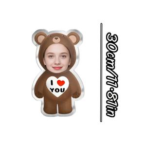 TEMU 개인화된 곰 심장 모양 사진 베개 - 얼굴 및 몸 디자인, 아버지의 날, 어머니의 날, 크리스마스, 데이, 생일, 기념일, 추수 감사절, 부활절, 4월 1일, 카니발, 국경일, 남편, 아내, 파트너, 가족, 가정 장식, 고품질 프린트, 곰 가정 장식