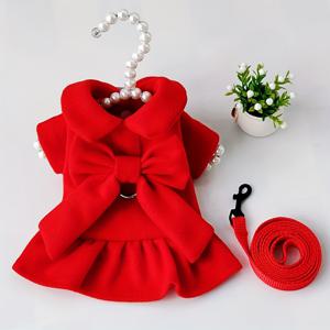 TEMU 가을 겨울 레드 드레스, 조절 가능한 하네스와 리드 포함 (고양이 & 강아지용), 일상 애완동물 의류,고양이 행동 교정,애완동물 드레스와 리드줄,고양이용 보우 칼라,하네스 스타일 의상,축제용 애완동물 의상,손세탁만 가능,내구성 있는 애완동물 장비,애완동물 의상 애호가,중형 고양이 부모,가을 애완동물 패션,겨울 휴가
