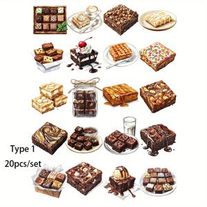 TEMU 1 팩 레트로 초콜릿 디저트 케이크 가게 디저트 스티커 장식 DIY 절단 책 일기 사진 기숙사 스티커 학교 수제 재료 스티커 장식