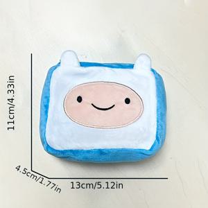 TEMU 어드벤처 타임 핀 플러시 포켓 - 부드러운 다기능 동전 지갑 및 헤드폰 케이스, 내구성이 뛰어난 라이트 블루 캐릭터 디자인, 팬들을 위한 완벽한 생일 선물 및 선물, 소형 크로스바디 백