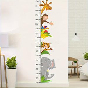 TEMU 2pcs 동물 성장 차트 벽 스티커 - 분리 가능한 DIY PVC 스티커, 어린이 방 및 거실 장식, 재미있는 동물 높이 측정 (모기, 코끼리, 기린), 자체 접착, 현대 스타일, 어린이 방 장식 | 재미있는 장식 | 쉽게 적용 가능한 스티커, 어린이 방 장식