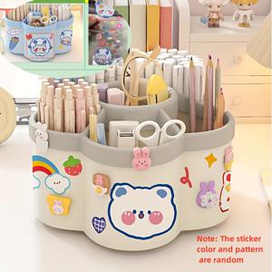 TEMU 다양한 구획이 있는 회전 데스크탑 보관함 1개 - 내구성이 뛰어난 PP 소재, 냄새가 나지 않음, 문구, 화장품, 립스틱 및 눈썹 연필에 적합 - 기숙사 및 사무실 책상 정리, 책상 보관용기에게 이상적입니다.|눈썹펜슬