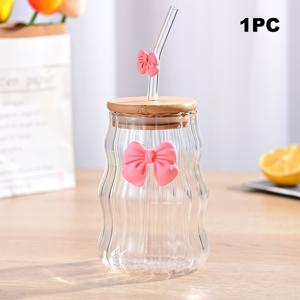 TEMU 1개 대용량 450ml 내구성 강화 보로실리케이트 유리컵 - 열충격 방지, 누수 방지, 뜨거운/차가운 음료용 투명 컵 - 사무실, 체육관, 캠핑, 집에서 사용하기 좋은 크리스마스, 어머니날, 집들이 선물 - 우아한 테이블웨어, 휴대용 음료기, 북유럽 디자인, 대나무 뚜껑 포함