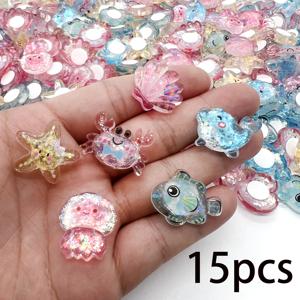 TEMU 15개 혼합 컬러 해양 생물 3D 자체 접착 스티커, 레진 소재, DIY 방 장식, 화분 장식, 스캡북, 가족 꽃다발, 정원 파티 장식, DIY 카드 만들기, 선물 포장, 사진 액자, 벽 장식, 수납 캐비닛 장식, 데칼에 적합|거실장