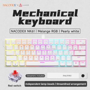 TEMU AJAZZ NK61 풀 RGB 백라이트, 61키 컴팩트 텐키리스 디자인, 핫스왜이블 스위치, USB 전원 및 소켓 핫스왜입, 맞춤형 스트리머용 레드 스위치 게이밍/오피스 키보드