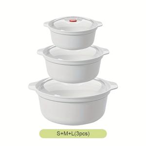 TEMU 뚜껑이 있는 3개 세트 전자레인지 안전 라운드 볼 - 식품 등급 PP 수프 그릇 및 찜 트레이, 1~3분 내 열 음식으로 즐거운 주방 경험을 제공