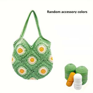 TEMU DIY 크로셰 핸드백 만들기 키트 (비디오 가이드 포함) - 초보자 친화적인 아미구루미 핸드백 만들기 세트, 아크릴 원사, 크로셰 바늘, 바늘, 스티치 마커, 가위 포함 - 창의적인 올 시즌 프로젝트 (1 세트)