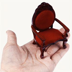 TEMU 1개 인형의 집 빈티지 조각 소파 긴 벤치 및 작은 의자 목재 + 패브릭 재질 시뮬레이션 가구, 인형의 집 거실, 침실, 주방 장식 모델 소품, 인형의 집 장식 미니어처 풍경 장식 공예에 적합