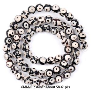 TEMU 1줄 6mm-12mm ASVRAI U Dzi 비즈 원형 비즈 자연석, 약 30-61개, 15인치, 보석 만들기, DIY 팔찌 목걸이, 손수 만든 액세서리