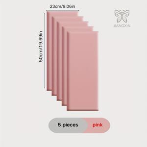 TEMU 자체 접착식 벽지 패널 5개 세트 - 파스텔 & 소프트 베이지/토프 가로 줄무늬 & 단색 (핑크, 민트 그린, 그레이, 화이트, 브라운) - 탈부착 가능한 벽지, 침실, 욕실용 - 쉬운 설치 & 재사용