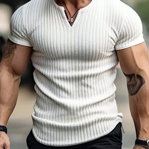 TEMU 피어슨 OBM 남성용 V넥 반팔 헨리 셔츠 - 다크 그린 캐주얼 & 세미포멀 스타일 탑, 사계절 활용 가능한 버튼 프론트 플래킷, 야외 스포츠, 주말 & 캐주얼 복장에 적합한 편안한 핏 - 소형 V넥 디자인, 리브드 텍스처, 단색 다크 그린 컬러로 맞춤형 룩을 연출하는 쉬운 관리 남성용 드레스 셔츠, 파티와 페스티벌에 적합