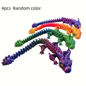 TEMU 4pcs 생생한 3D 프린트 드래곤 - 유연한 관절, 아름다운, 재미있는 책상 장식, 가정 사무실, 자동차 및 방 장식 | 크리스마스, 할로윈, 부활절 및 더 많은 것에 이상적 | 생일, 아버지의 날, 세인트 패트릭의 날, 축제 책상 액세서리, 재미있는 디자인, 세부적인 조각