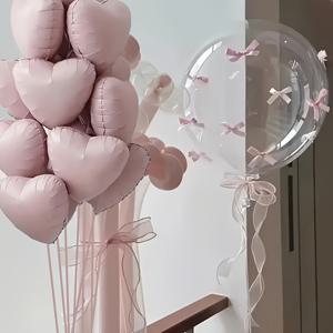 TEMU 32개의 나비 바보 볼과 핑크 하트 풍선 세트, 1개의 투명 바보 볼과 10개의 핑크 하트 모양의 호일 볼, 20개의 라이트 핑크 리본 액세서리 + 액세서리, 결혼식 장식, 생일 파티, 솔로/솔로 파티, 학교로 돌아오기 환영, 추수 감사절, 수확 축제, 할로윈 파티 장식, 실내 방 장식