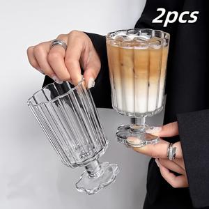 TEMU 1/2/4/6/8개, 간단한 투명 꽃 유리 컵, 카푸치노, 차, , 주스, 우유, 아이스 아메리카노, 칵테일, 와인 및 홈 브렉퍼스트에 적합, 가정, 바 및 레스토랑 사용을 위한 투명 유리제품